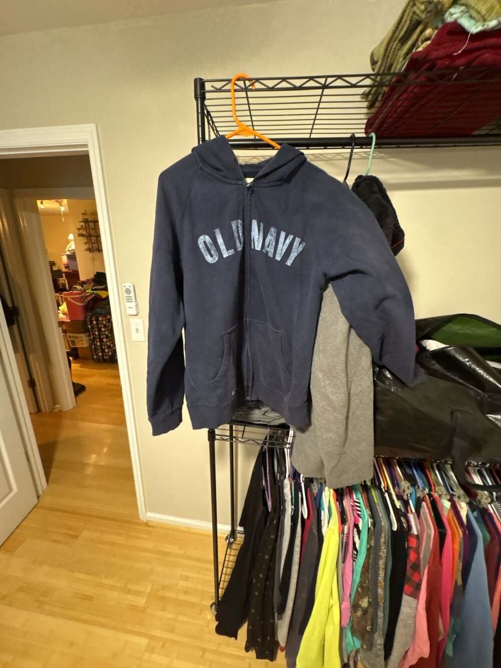 Old Navy Zip Up Hoodie Size Large Blue Logo Full Zip Sweatshirt